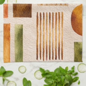 Earthy Watercolor Abstrakt Pattern - Boho Bio Geschirrtuch (Gefaltet)
