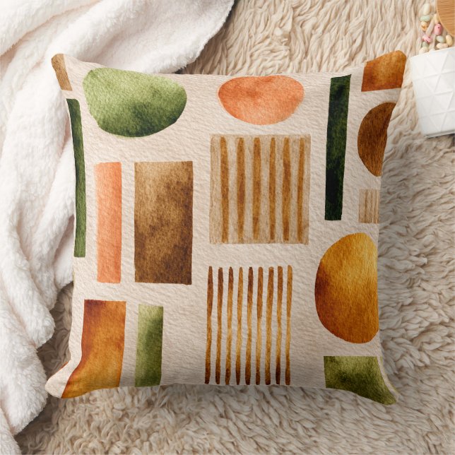 Earthy Watercolor Abstrakt Pattern - Boho Bio Kissen (Decke)