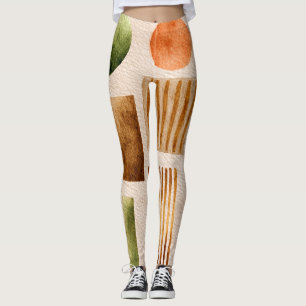 Earthy Watercolor Abstrakt Pattern - Boho Bio Leggings
