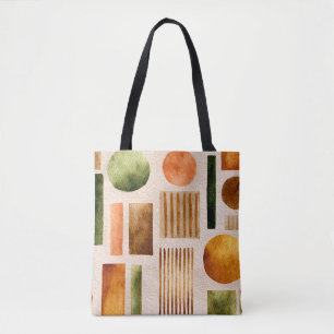 Earthy Watercolor Abstrakt Pattern - Boho Bio Tasche