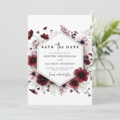 Earthy Watercolor Burgundy Wedding Save The Date (Stehend Vorderseite)