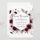 Earthy Watercolor Burgundy Wedding Save The Date (Vorne/Hinten)