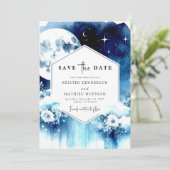Earthy Watercolor Moonlit Wedding Save The Date (Stehend Vorderseite)