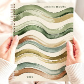 Earthy Watercolor Stripes 2025 Individuelle Name Planer