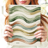 Earthy Watercolor Stripes 2025 Individuelle Name Planer