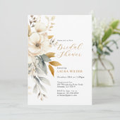 Earthy Watercolor Wildblumen Brautparty Einladung (Stehend Vorderseite)