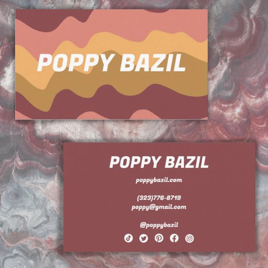 Earthy Wavy Stripes Minimalistisch, fett rosa Gold Visitenkarte