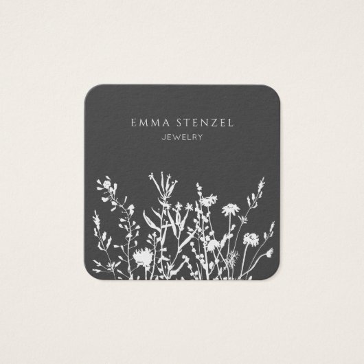 Earthy Wild Blume Floral Square Business Card (Vorderseite)