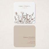 Earthy Wild Blume Floral Square Business Card (Vorne & Hinten)