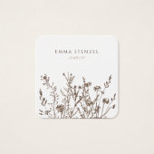 Earthy Wild Blume Floral Square Business Card (Vorderseite)