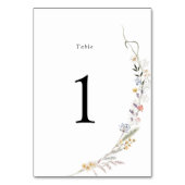 Earthy Wildblume Wedding Tischnummer (Vorderseite)