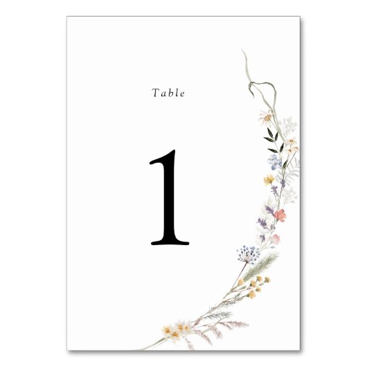 Earthy Wildblume Wedding Tischnummer (Vorderseite)