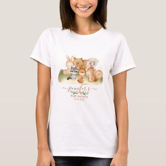 Earthy Woodland Animals Baby mommy to be T-Shirt (Vorderseite)