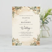 Earthy Woodland Bloom Wedding Einladung (Stehend Vorderseite)