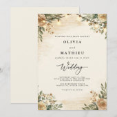 Earthy Woodland Bloom Wedding Einladung (Vorne/Hinten)