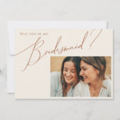 Earthy Wüste Beige Foto Bridesmaid Vorschlag Card Einladung (Vorderseite)