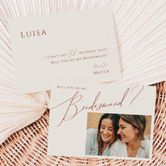 Earthy Wüste Beige Foto Bridesmaid Vorschlag Card Einladung