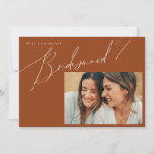 Earthy Wüstenrost Foto Bridesmaid Vorschlag Card Einladung (Vorderseite)