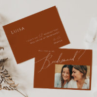 Earthy Wüstenrost Foto Bridesmaid Vorschlag Card