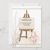Easel Baby Girl Boho Birth Ankündigung (Vorderseite)