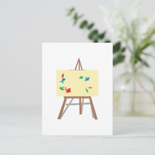 Easel und Malerei Postkarte (Stehend Vorderseite)
