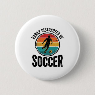 Easily abgelenkt durch Fußball Vintage-Shirt-Desig Button
