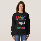 Easily Distracted By Airplanes  Airplane Sweatshirt (Vorne ganz)