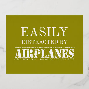 Easily Distracted By Airplanes Aviator Pilot Folien Feiertagspostkarte