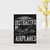 Easily Distracted By Airplanes Funny Plane Lovers  Karte (Gelbe Blume)
