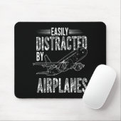 Easily Distracted By Airplanes Funny Plane Lovers  Mousepad (Mit Mouse)