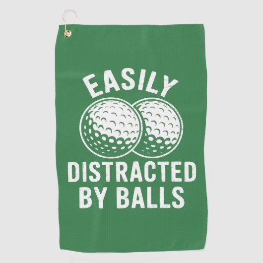 Easily Distracted by Balls Funny Golf Ball Golfer Golfhandtuch (Vorderseite)