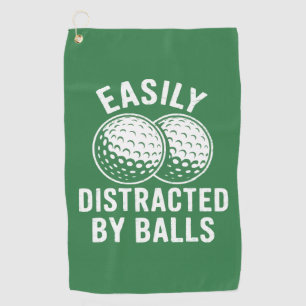 Easily Distracted by Balls Lustiger Golfball Golfe Golfhandtuch