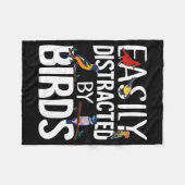 Easily Distracted By Birds Funny Bird Lover &amp;  Fleecedecke (Vorderseite (Horizontal))