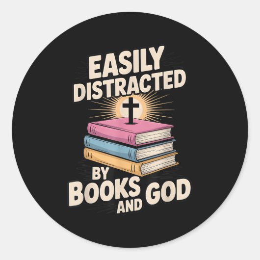Easily Distracted By Books And God Christian Reade Runder Aufkleber (Vorderseite)