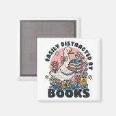 Easily Distracted by Books Cute Goose Bookworm Magnet (Vorderseite/Rückseite)