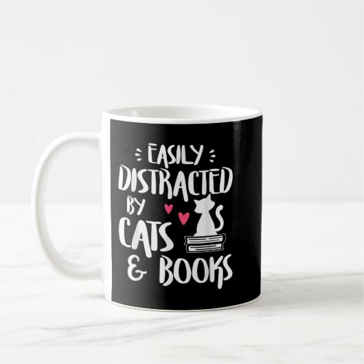 Easily Distracted by Cats and Books - Cat & Book L Kaffeetasse (Links)