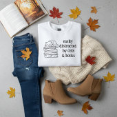 Easily Distracted by Cats and Books Coquette Art Sweatshirt