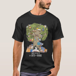 Easily Distracted By Cats and Books Katzen und Büc T-Shirt