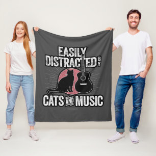 Easily Distracted by Cats and Music Fleecedecke