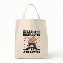 Easily Distracted By Cats And Sewing cat lover