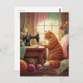 Easily Distracted By Cats And Sewing - Cat Sewing Postkarte (Vorne/Hinten)