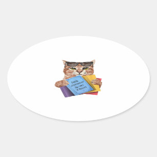 Easily Distracted By Cats _ Books Cat Book Cute Ovaler Aufkleber