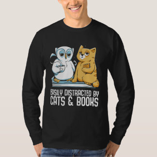 Easily distracted by cats books T-Shirt