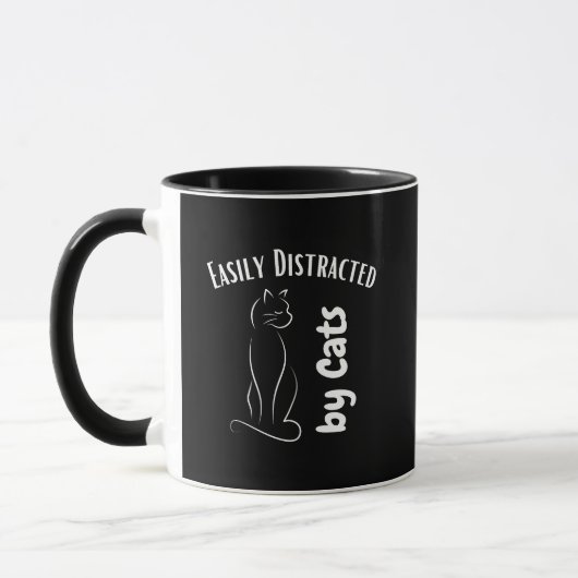 Easily Distracted by Cats Funny Cat Lover Tasse (Links)