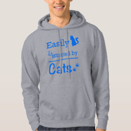 Easily Distracted by Cats Funny Typography Hoodie
