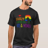 Easily Distracted By Cats Women LGBTQ Lesbian Prid T-Shirt (Vorderseite)