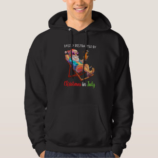 Easily Distracted By Christmas In July Santa Claus Hoodie