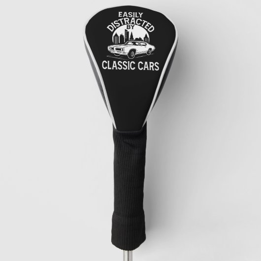 Easily Distracted By Classic Cars Funny Golf Headcover (Vorderseite)