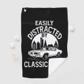 Easily Distracted By Classic Cars Funny Golfhandtuch (Insitu)