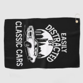 Easily Distracted By Classic Cars Funny Golfhandtuch (Horizontal)